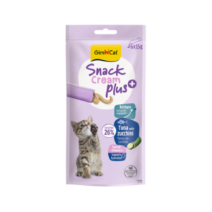 Recompensa cremoasa pentru pisici junioare Gimcat Snack Cream Plus cu ton si zuchini pachet 6x15 g