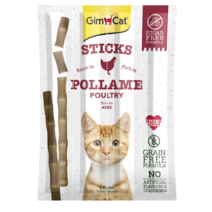 Recompense pentru pisici Gimcat Sticks cu pasare, set de 4 bucati, 20 g