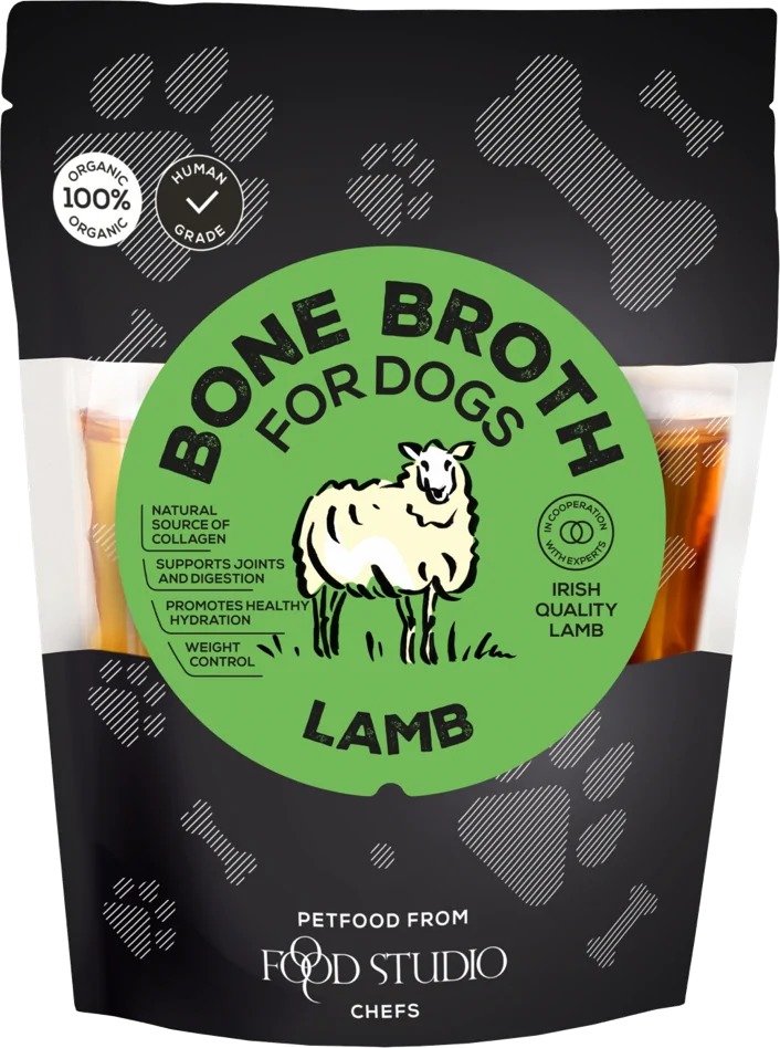 Supa de oase pentru caini, Food Studio, miel irlandez, bio, 230 ml, EXPIRA 09.10.2026