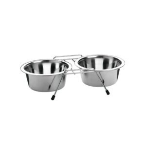 Suport inox cu 2 castroane x 0,70 litri