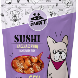 Recompense pentru caini Mr. Bandit SUSHI, rata si peste, 500g