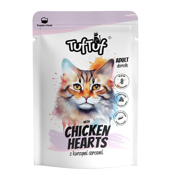 TUF TUF CAT- Hrana umeda cu INIMI DE PUI- plic 300G