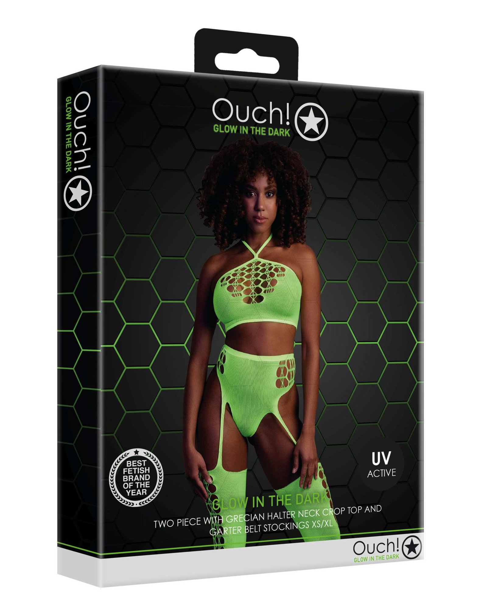 Set cu bustiera, chilot, portjartier și dres - compleu elegant XS-XL (one size), verde neon - imagine 3