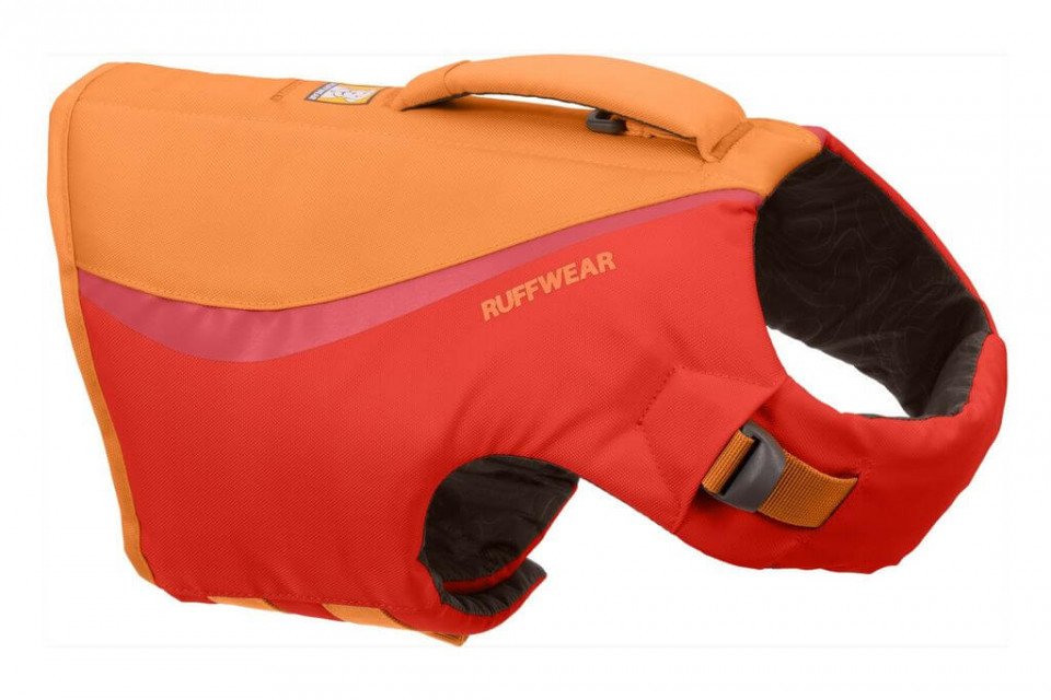 Vesta inot pentru caini, rosie, cu maner puternic si fasie reflectorizanta, dimensiuni 69-81 cm (circumferinta piept)