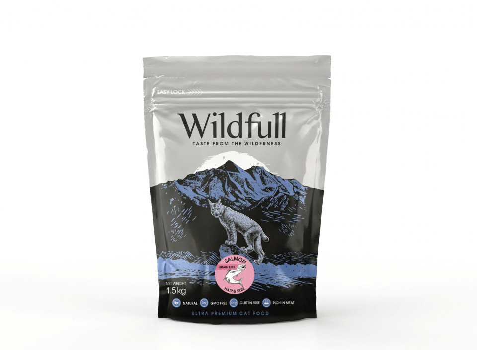 Wildfull Cat Hair & Skin - Hrana uscata ultra-premium - Somon, Pachet 2 X 1.5 kg