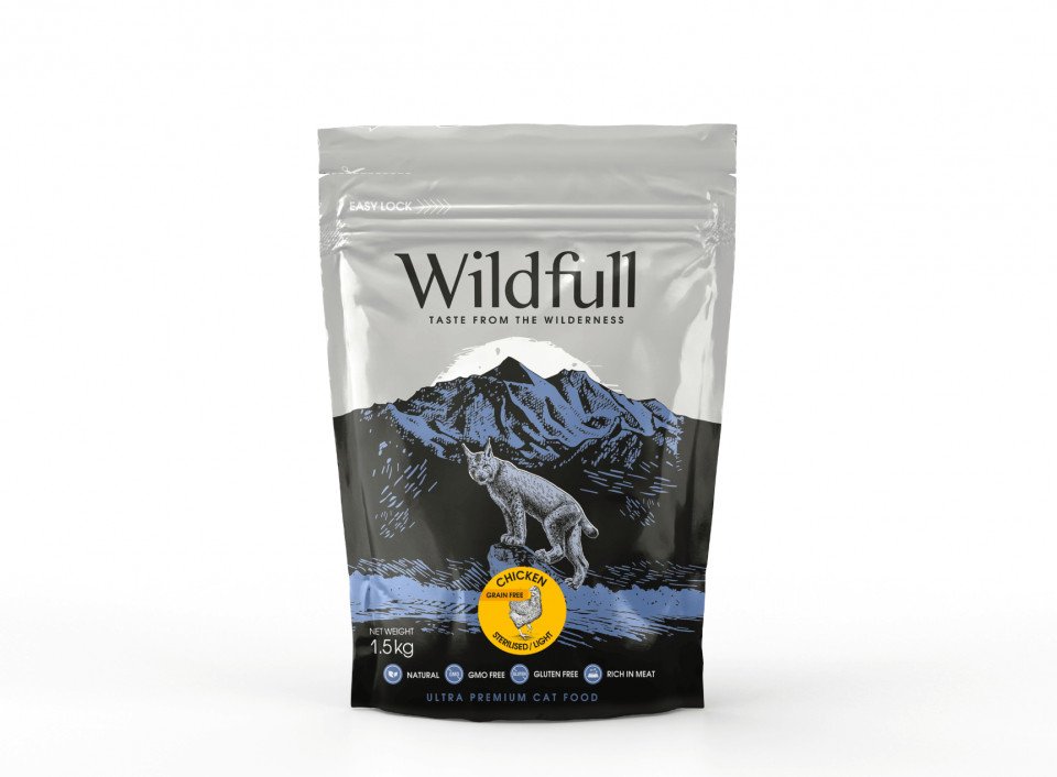 Wildfull Cat Sterilized, Light - Hrana uscata ultra-premium - Pui, Pachet 2 X 1.5 kg