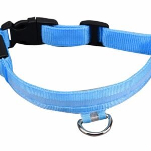 Zgarda caini cu LED-uri, albastra, impermeabila, lungime 34-42 cm