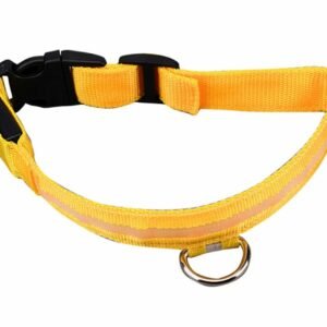 Zgarda caini cu LED-uri, galbena, impermeabila, lungime 34-42 cm