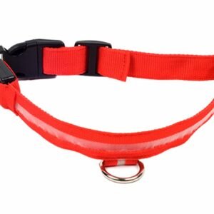 Zgarda caini cu LED-uri, rosie, impermeabila, lungime 34-42 cm
