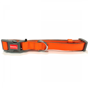 Zgarda caini, portocalie, din nylon si neopren, reglabila, 23-32 cm x 1.5 cm