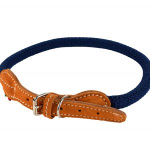 Zgarda din piele, albastra, design clasic, 16 mm x 65 cm