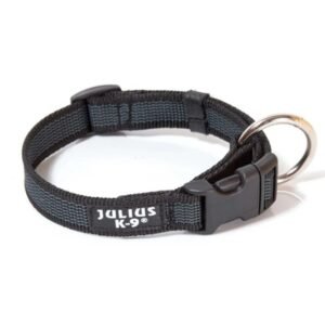 Zgarda textila pentru caini de talie mica, neagra, reglabila, 27-42 cm x 2 cm