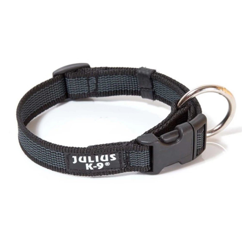 Zgarda textila pentru caini de talie mica, neagra, reglabila, 27-42 cm x 2 cm