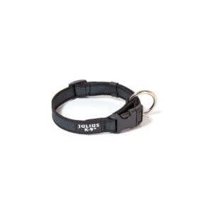 Zgarda textila pentru caini de talie medie, neagra, reglabila, 39-65 cm x 2,5 cm