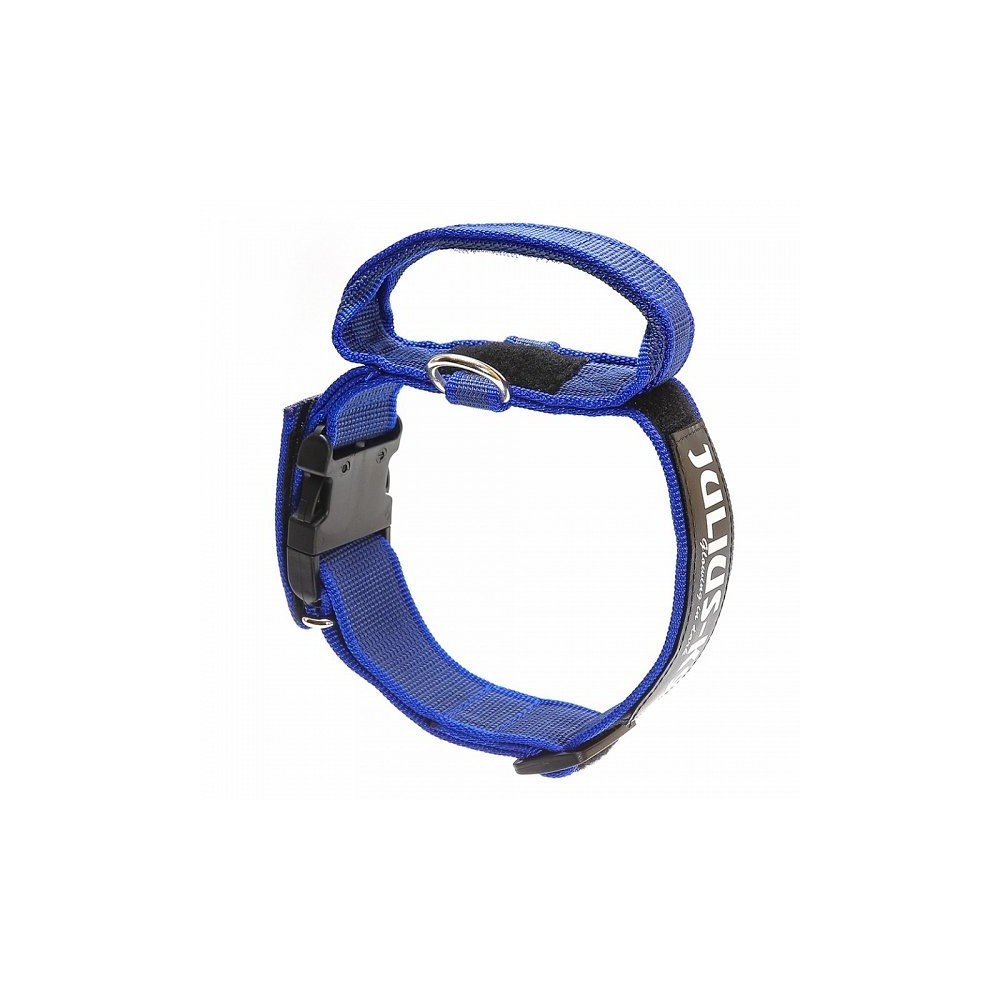 Zgarda textila, albastra, rezistenta la rupere, ajustabila, 4 cm x 38-53 cm