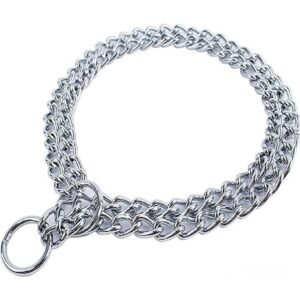Zgarda strangulanta din lant dublu, metalica, 2 mm, lungime 30 cm