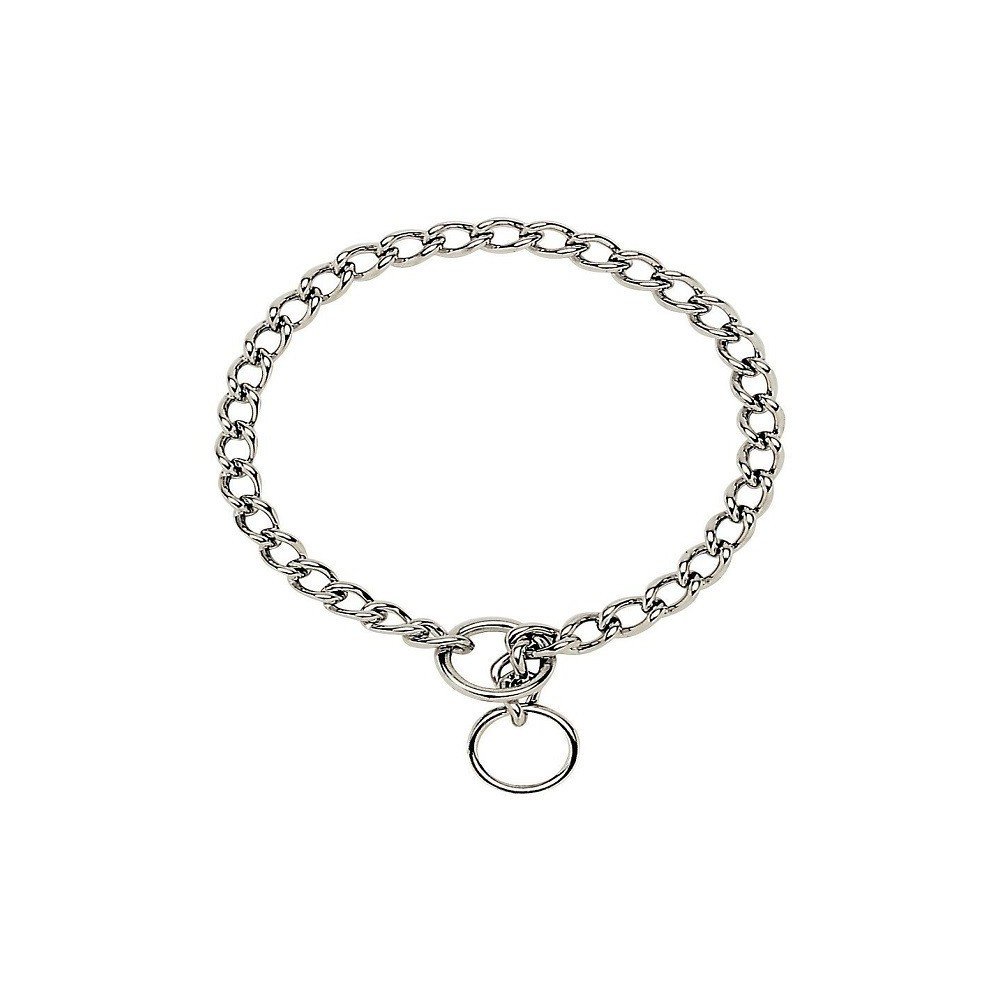 Zgarda strangulanta din lant metalic cu zale mici, argintie, 3 mm x 60 cm, pentru caini de talie medie si mare