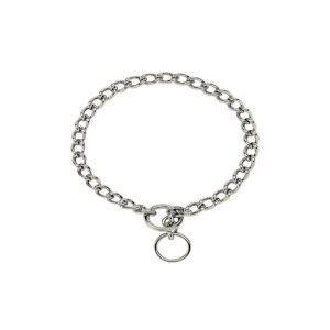 Zgarda strangulanta din lant metalic, argintie, pentru caini de talie medie si mare, grosime 3 mm, lungime 65 cm