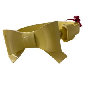 Zgarda caini, galbena, din ecopiele, cu decor fundita, 25 cm