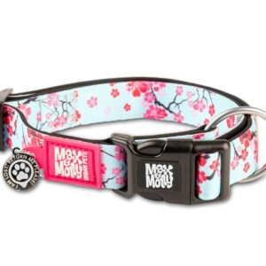 Zgarda caini Max & Molly, cherry bloom, reglabila, cu sistem Smart ID, 30-40 cm x 2 cm