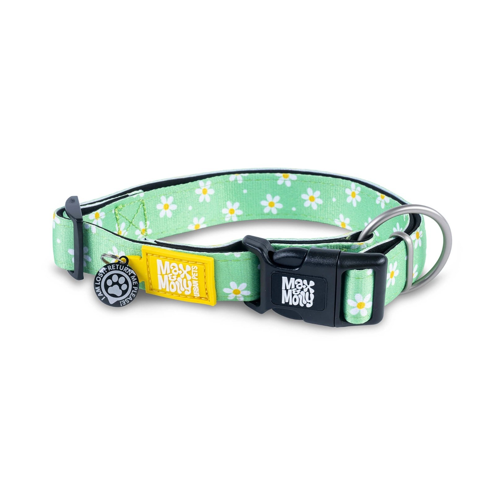 Zgarda caini Max & Molly, multicolora, reglabila, cu margarete, 30-40 cm x 2 cm