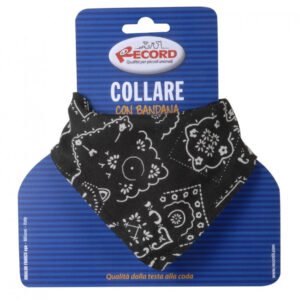 Zgarda nylon cu bandana, neagra, reglabila, 48-73 cm x 2.5 cm