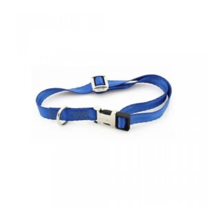 Zgarda nylon Petit Amis, albastra, ajustabila, extrem de rezistenta, 38-63 cm x 2.5 cm
