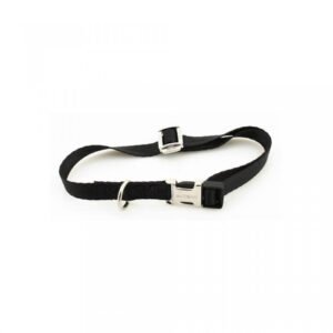 Zgarda nylon Petit Amis, neagra, reglabila, extrem de rezistenta, 35-55 cm x 2 cm