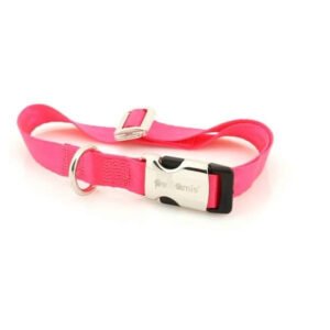 Zgarda nylon Petit Amis, roz, ajustabila, extrem de rezistenta, 35-55 cm x 2 cm