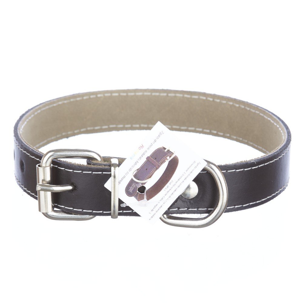 Zgarda din piele, neagra, pentru caini de talie mica si medie, 2.3 cm x 50 cm
