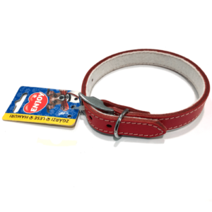 Zgarda din piele, rosie, rezistenta, 20 mm x 470 mm