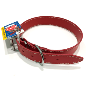Zgarda din piele, rosie, rezistenta, 30 mm x 640 mm