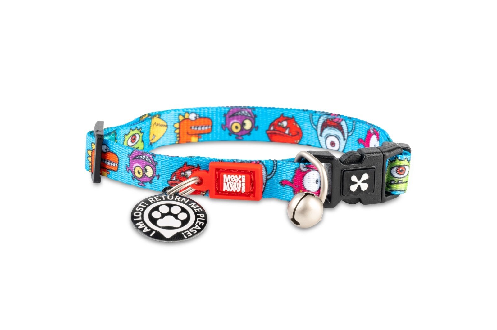 Zgarda inteligentă pentru pisici cu încuietoare de siguranță și sistem QR pentru localizare Max & Molly Smart ID, Little Monsters