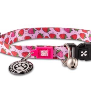 Zgarda inteligentă pentru pisici cu încuietoare de siguranță și sistem QR pentru localizare Max & Molly Smart ID, Strawberry Dream