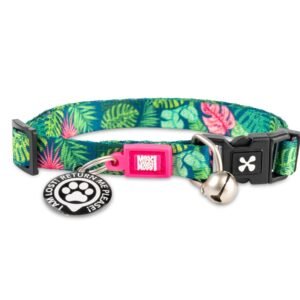 Zgarda inteligentă pentru pisici cu încuietoare de siguranță și sistem QR pentru localizare Max & Molly Smart ID, Tropical
