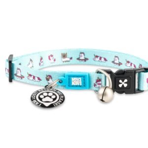 Zgarda inteligentă pentru pisici cu încuietoare de siguranță și sistem QR pentru localizare Max & Molly Smart ID, Unicorn