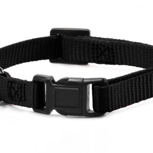 Zgarda caini, neagra, reglabila, 2.5 cm x 48-73 cm