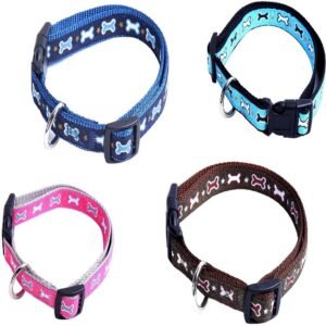 Zgarda textila pentru caini si pisici, roz, ajustabila, 18-30 cm x 1 cm